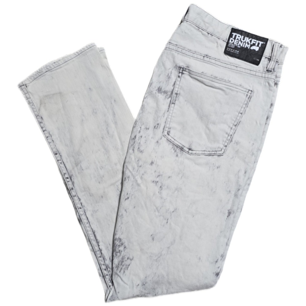 TRUKFIT Jeans Mens 40x36 Slim Black Acid Wash Biker Distressed Grunge Skater Y2K